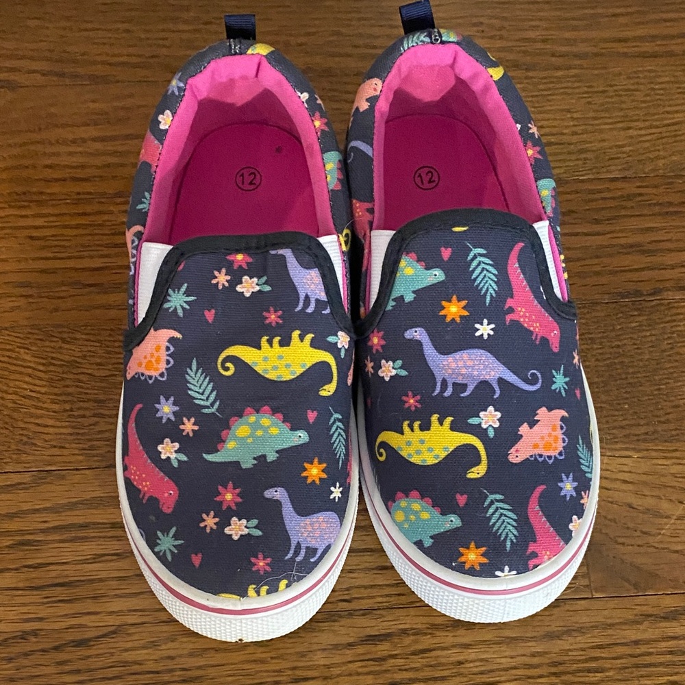 Dinosaur Print Kids Slip-On Shoes